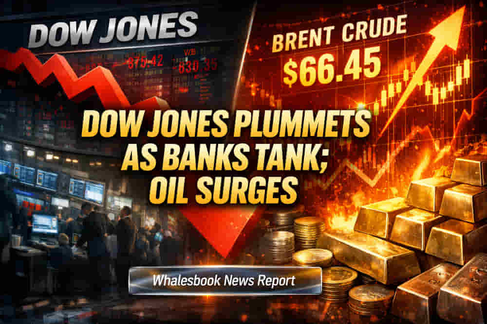 Dow Tumbles 400 Points; Financial Stocks Drag, Oil Surges